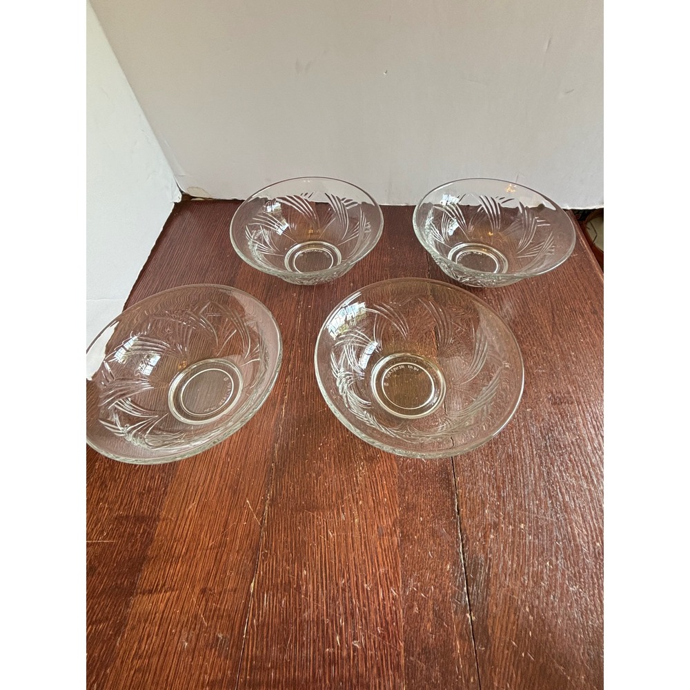 Anchor Hocking Fairfield Clear Glass Bowls Set 4 Heat Resistant 6 Inch Vintage